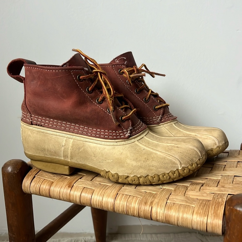 Vintage ll bean boots red and white size 8